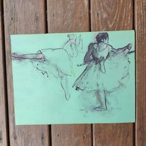 Dancer At The Bar Degas Print Rendered by Albert Carman Green Paper 16x12" Litho